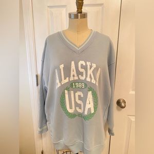 Blue Alaska 1989 v neck/crewneck oversized sweater size small fits big worn once